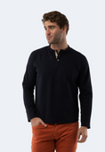 Load image into Gallery viewer, Navy Waffle Knit 3-Button Henley
