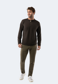 Load image into Gallery viewer, Army Green Waffle Knit 3-Button Henley

