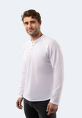 Load image into Gallery viewer, White Waffle Knit 3-Button Henley
