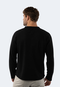 Load image into Gallery viewer, Black Waffle Knit 3-Button Henley
