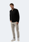 Load image into Gallery viewer, Black Waffle Knit 3-Button Henley
