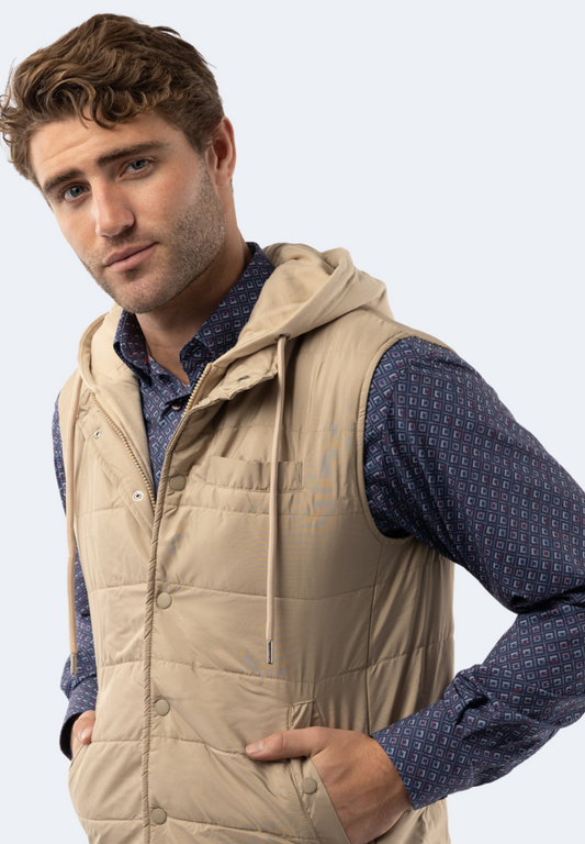 Beige Hooded Vest