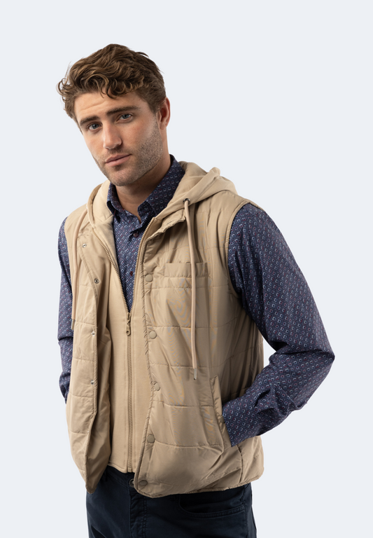 Beige Hooded Vest