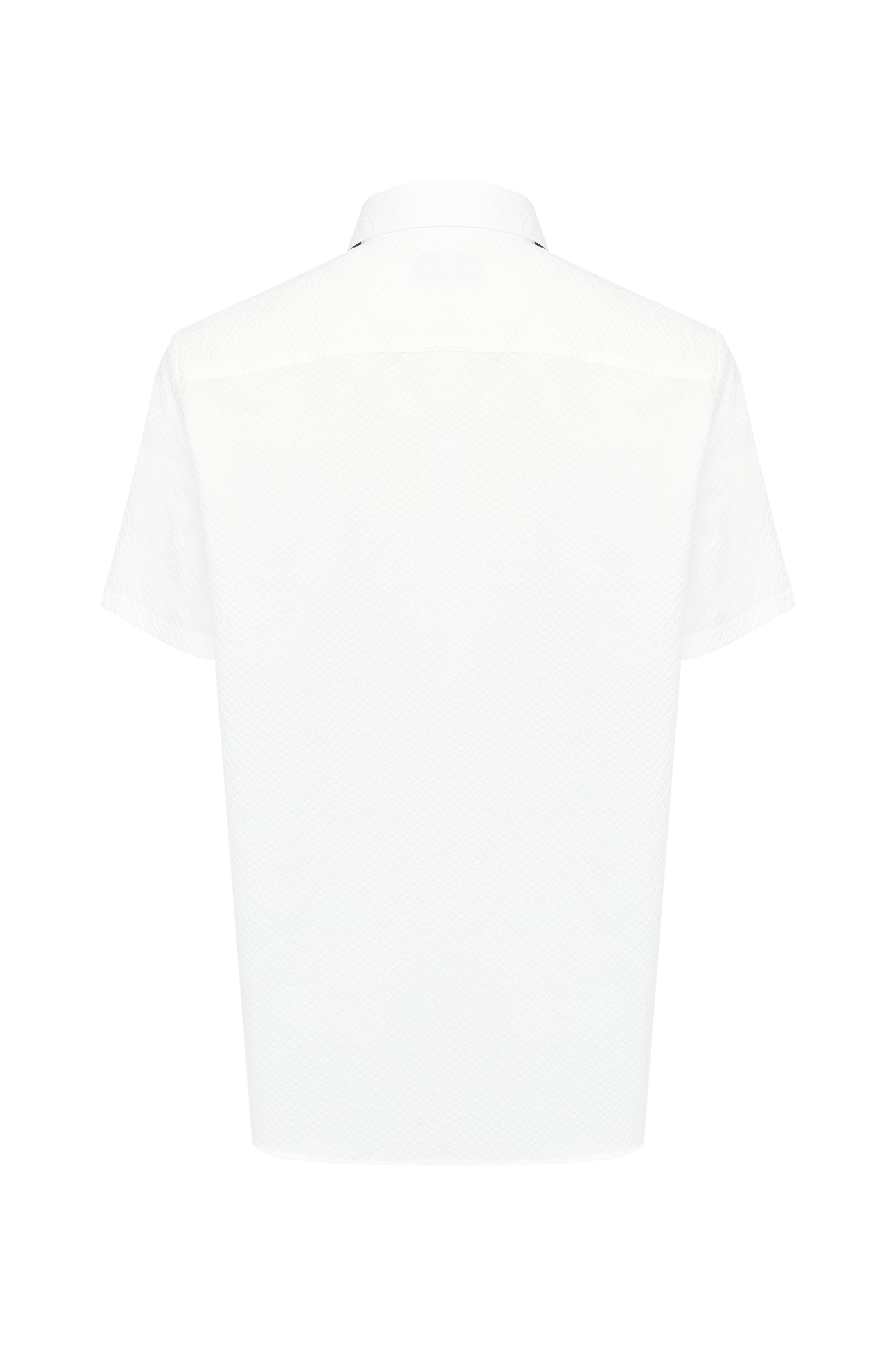 White Seersucker Short Sleeve Shirt