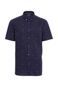 Load image into Gallery viewer, Navy Pin Dot Short Sleeve Shirt
