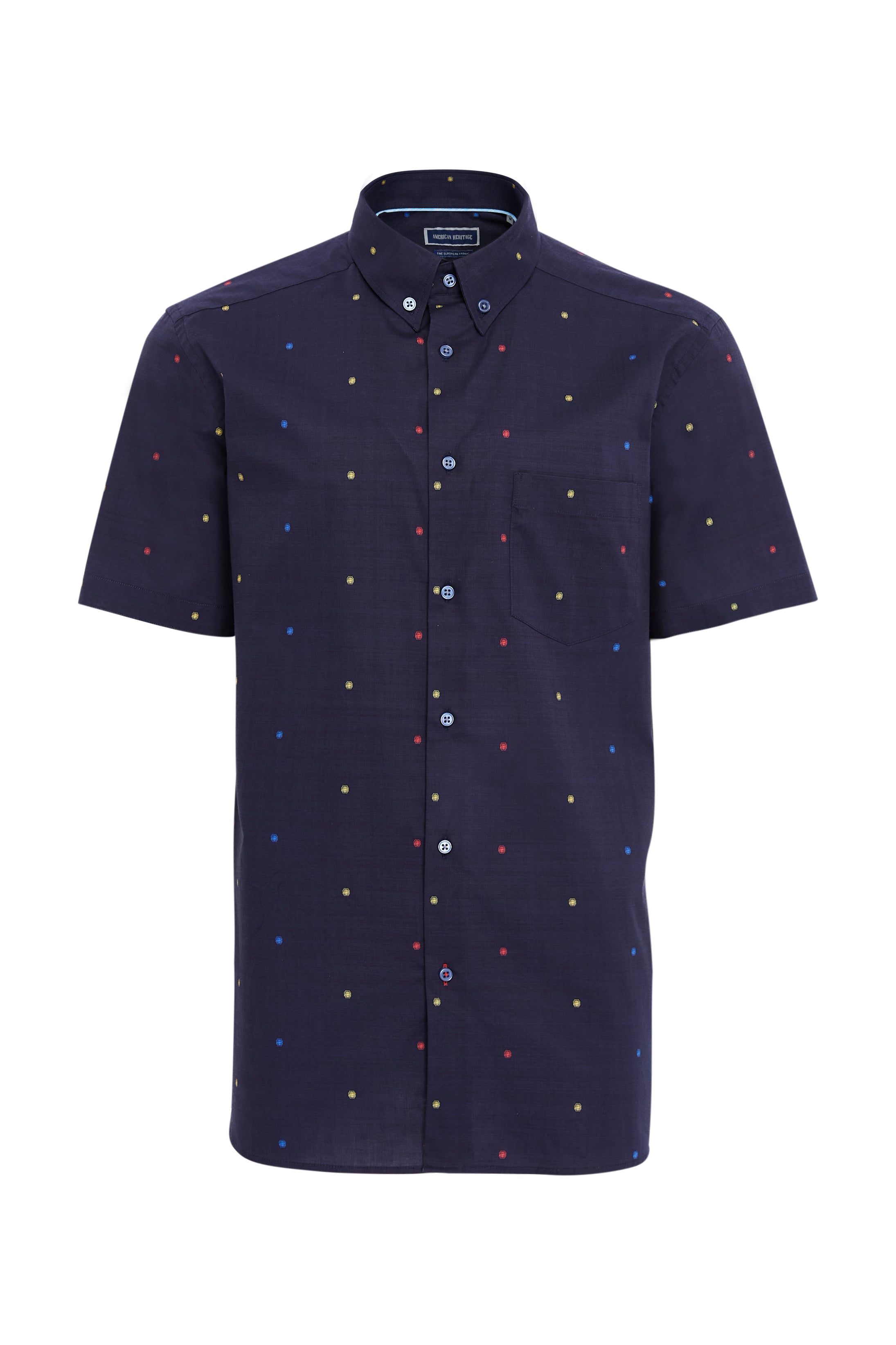 Navy Pin Dot Short Sleeve Shirt