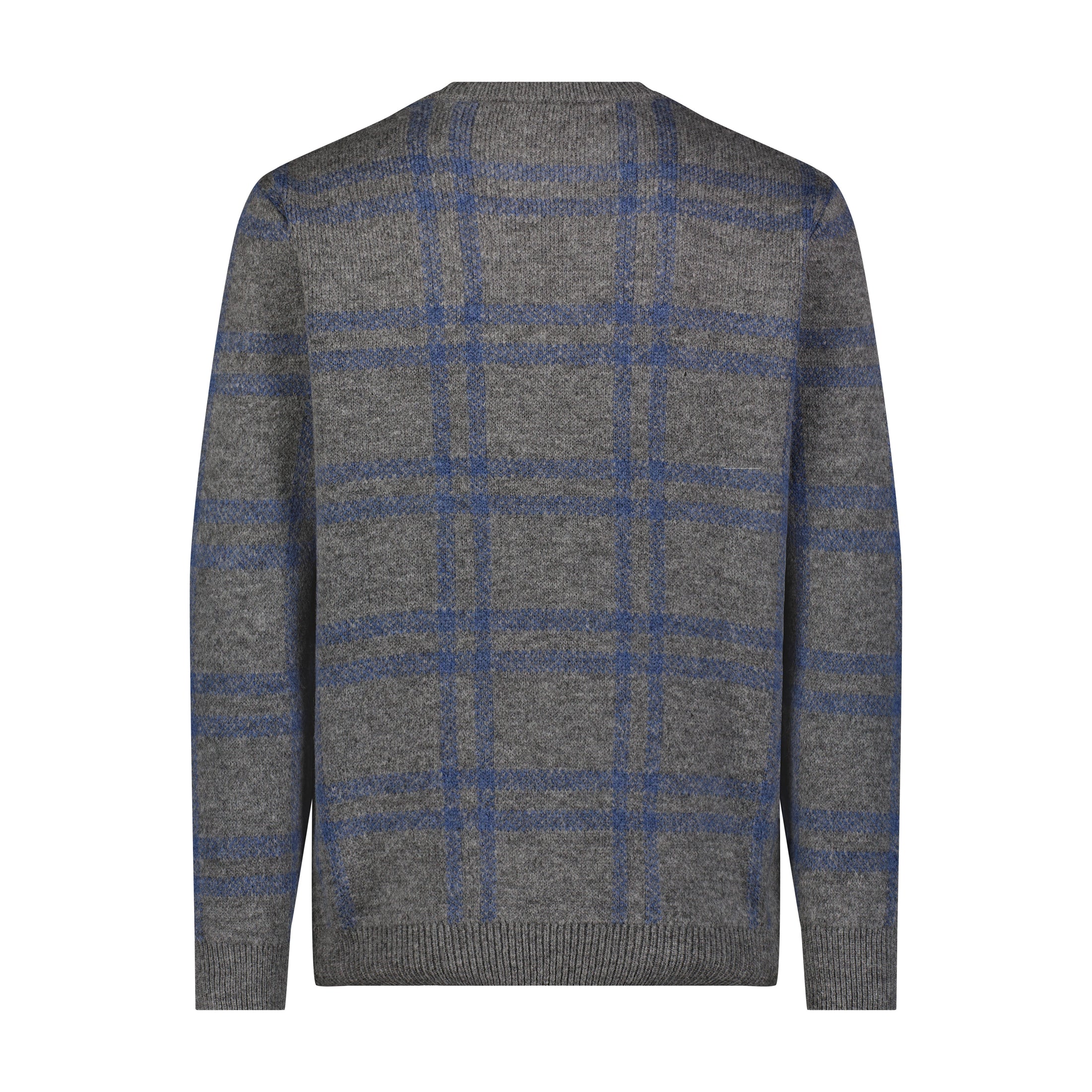 Crew Neck Jacquard Grid Sweater