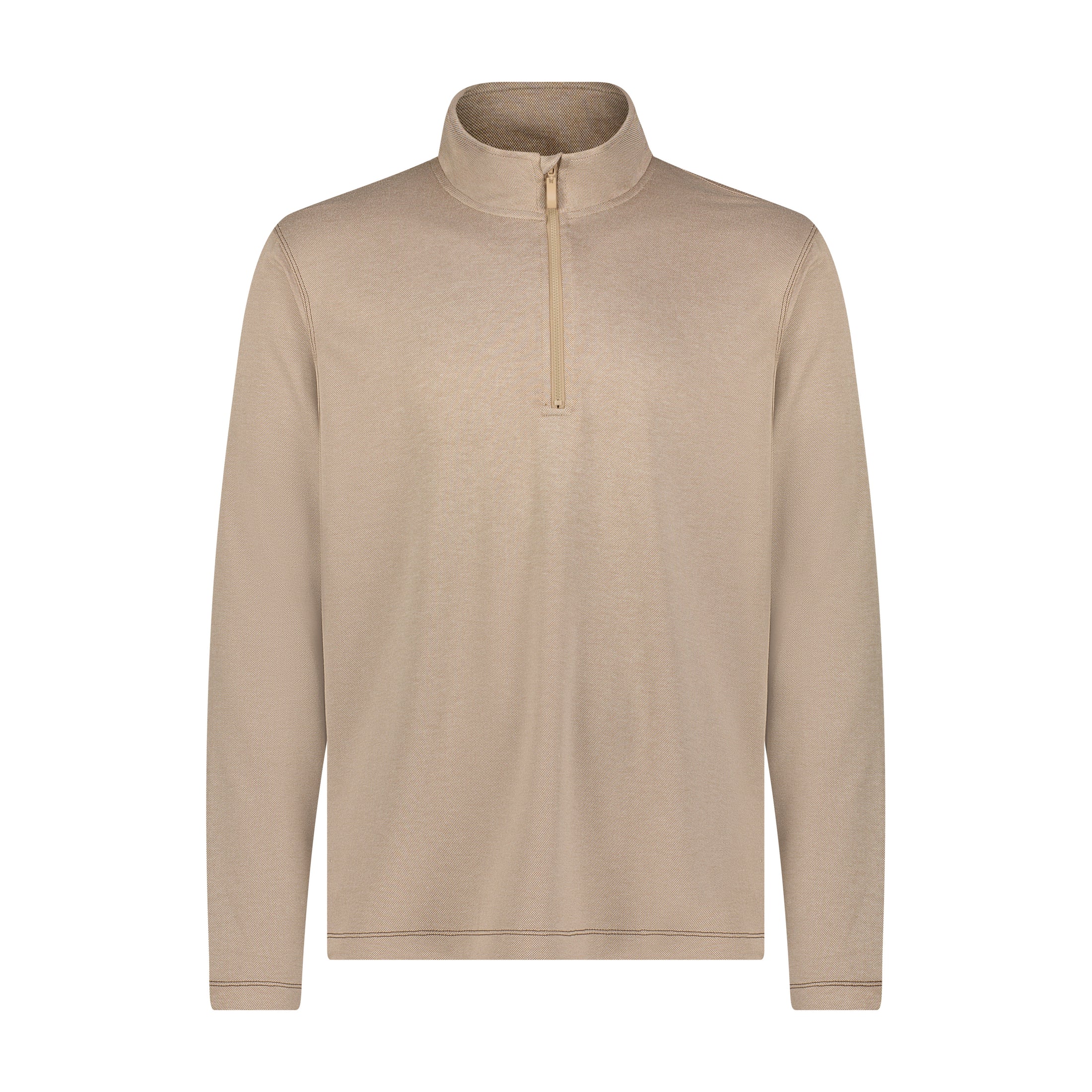Khaki Performance Pique Stitching Quarter Zip