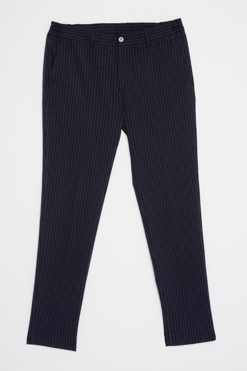 Navy Jersey Knit Stripe Suit