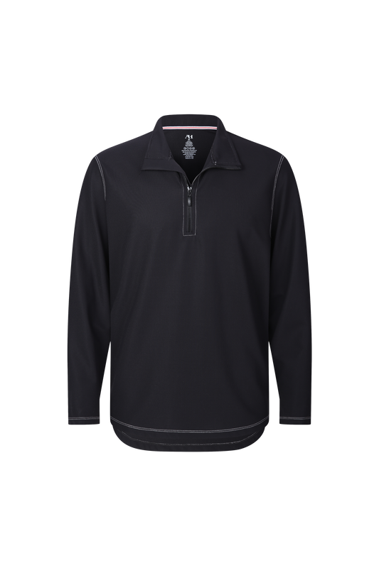 Black Waffle Quarter Zip Performance Pullover