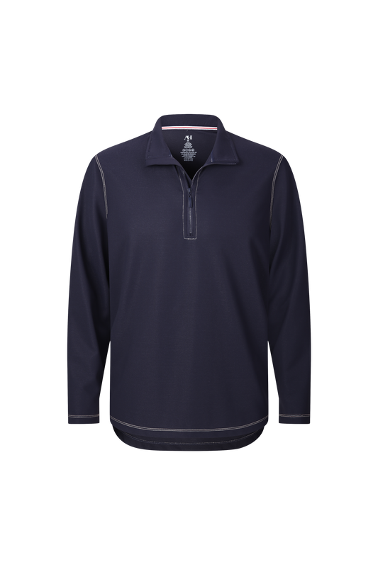 Navy Waffle Quarter Zip Performance Pullover