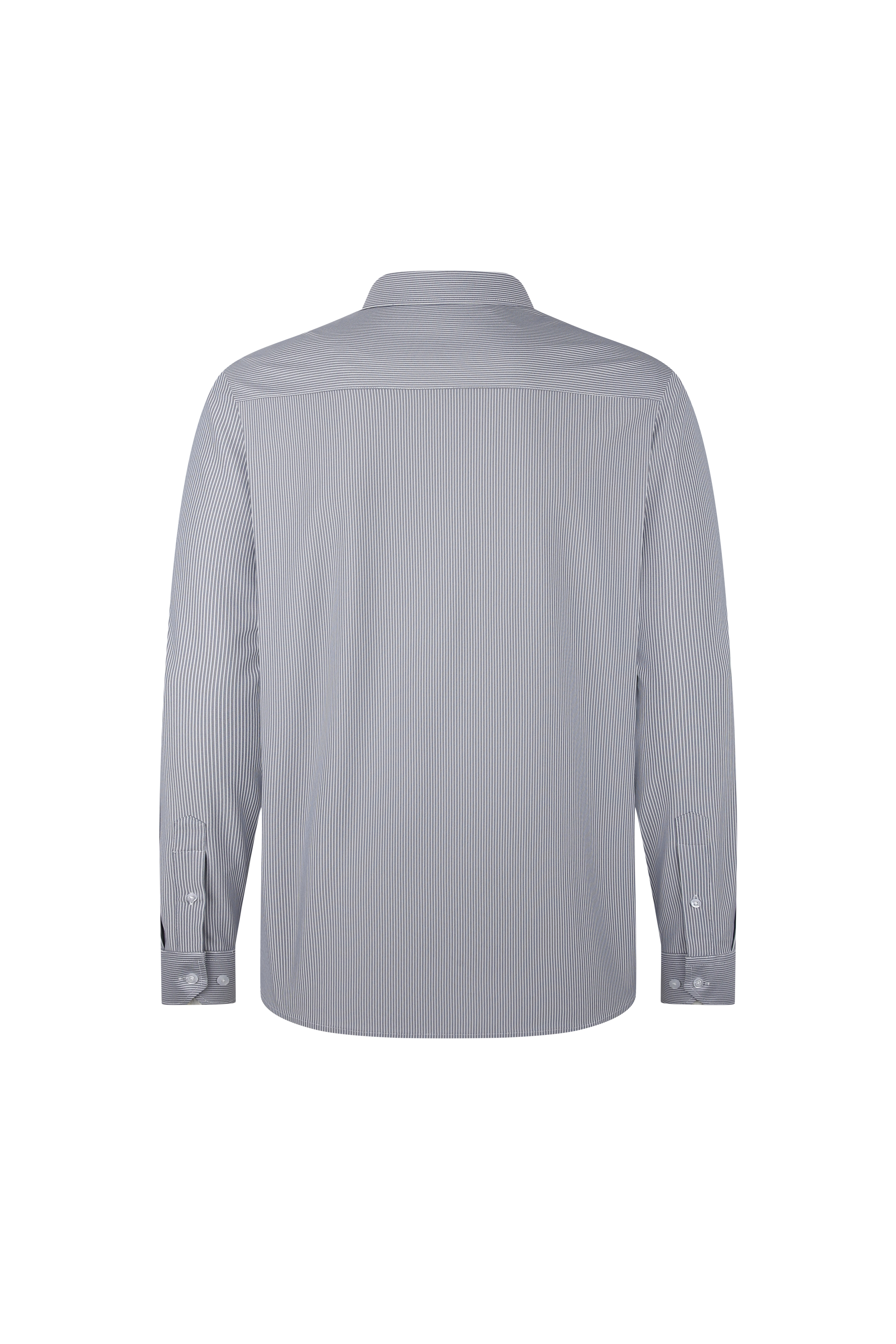 Grey Striped Performance Dress Shirt