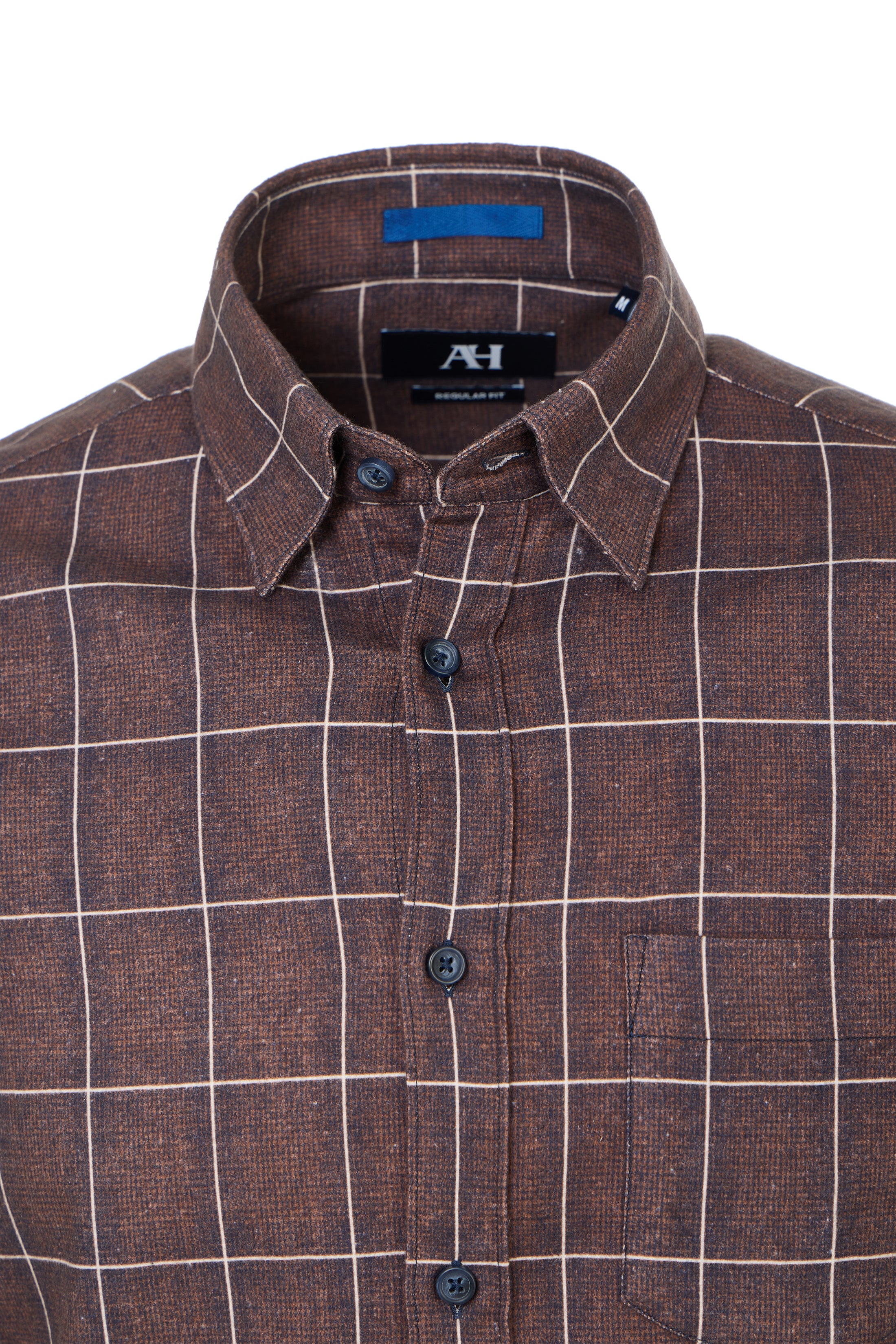 Coffee Plaid Brushed Flannel Shirt