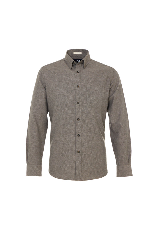 Beige Brushed Flannel Shirt