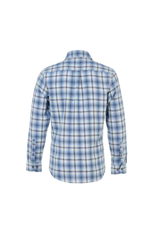 Navy Plaid Brushed Flannel Shirt
