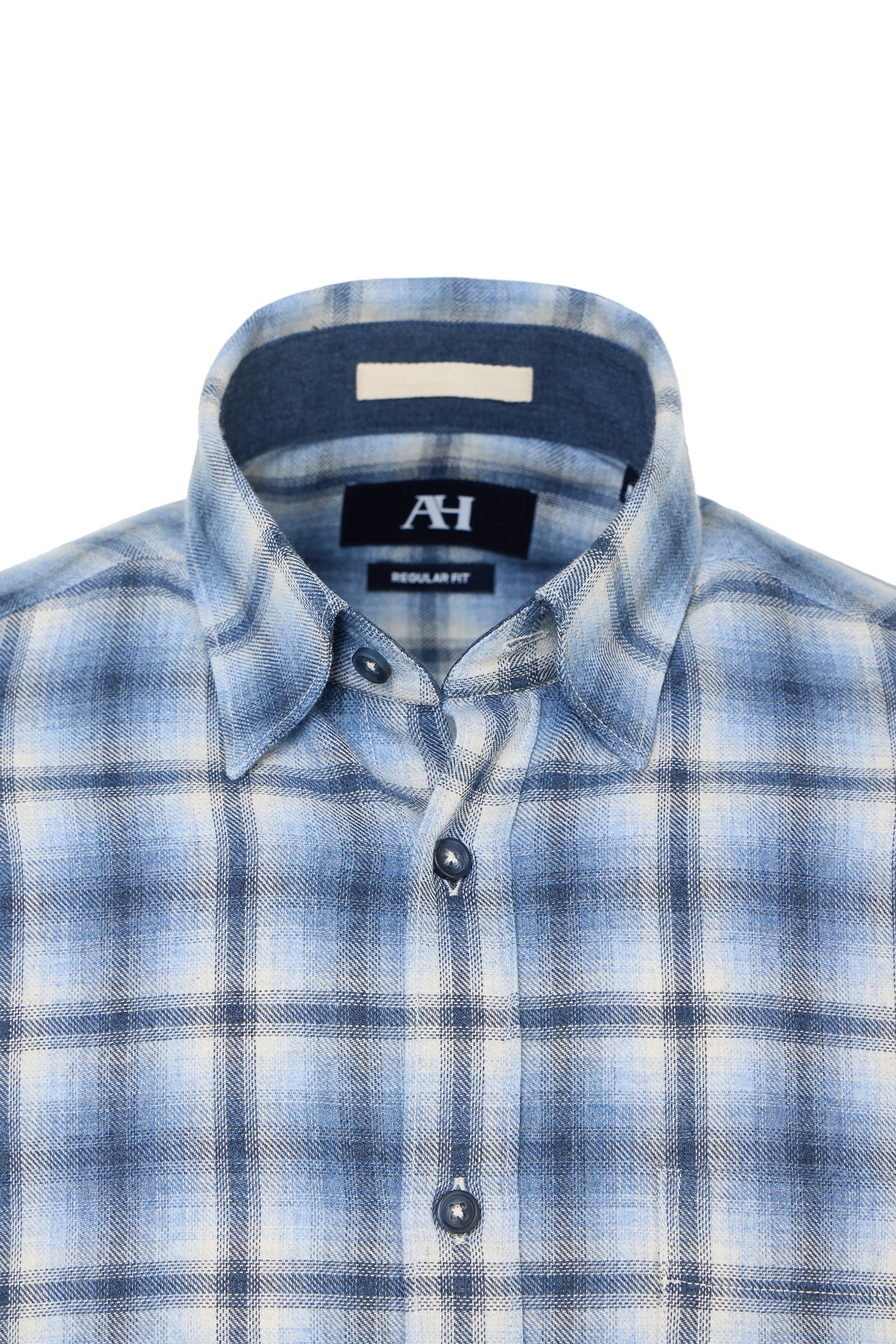 Navy Plaid Brushed Flannel Shirt