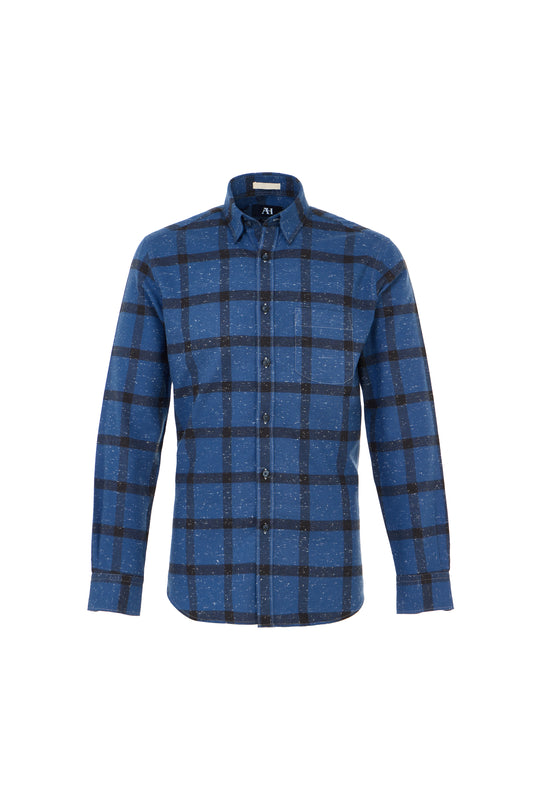 Indigo Plaid Jacquard Shirt