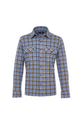 Load image into Gallery viewer, Indigo Plaid Stretch Shirt Jacket
