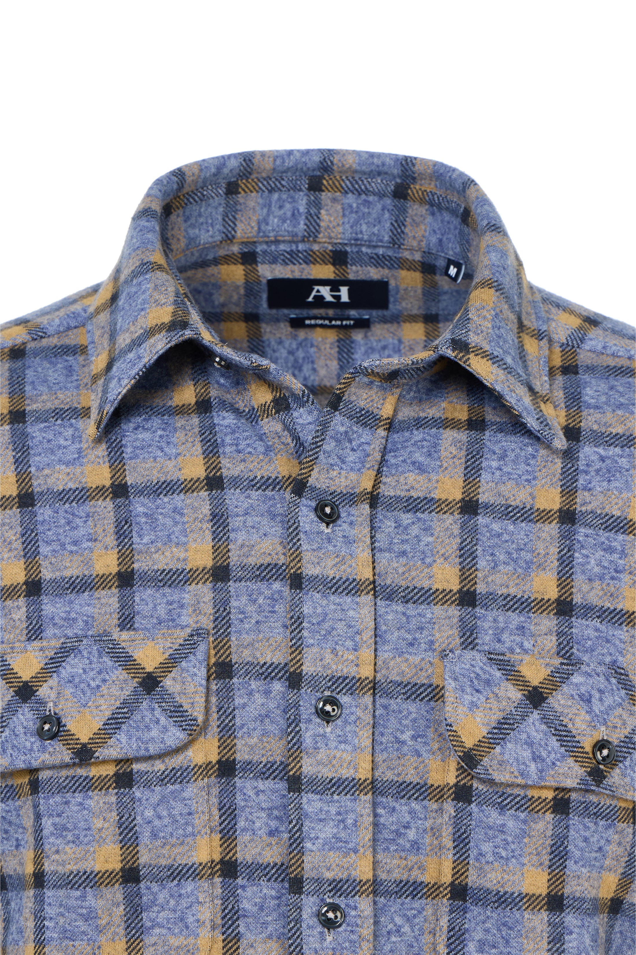 Indigo Plaid Stretch Shirt Jacket