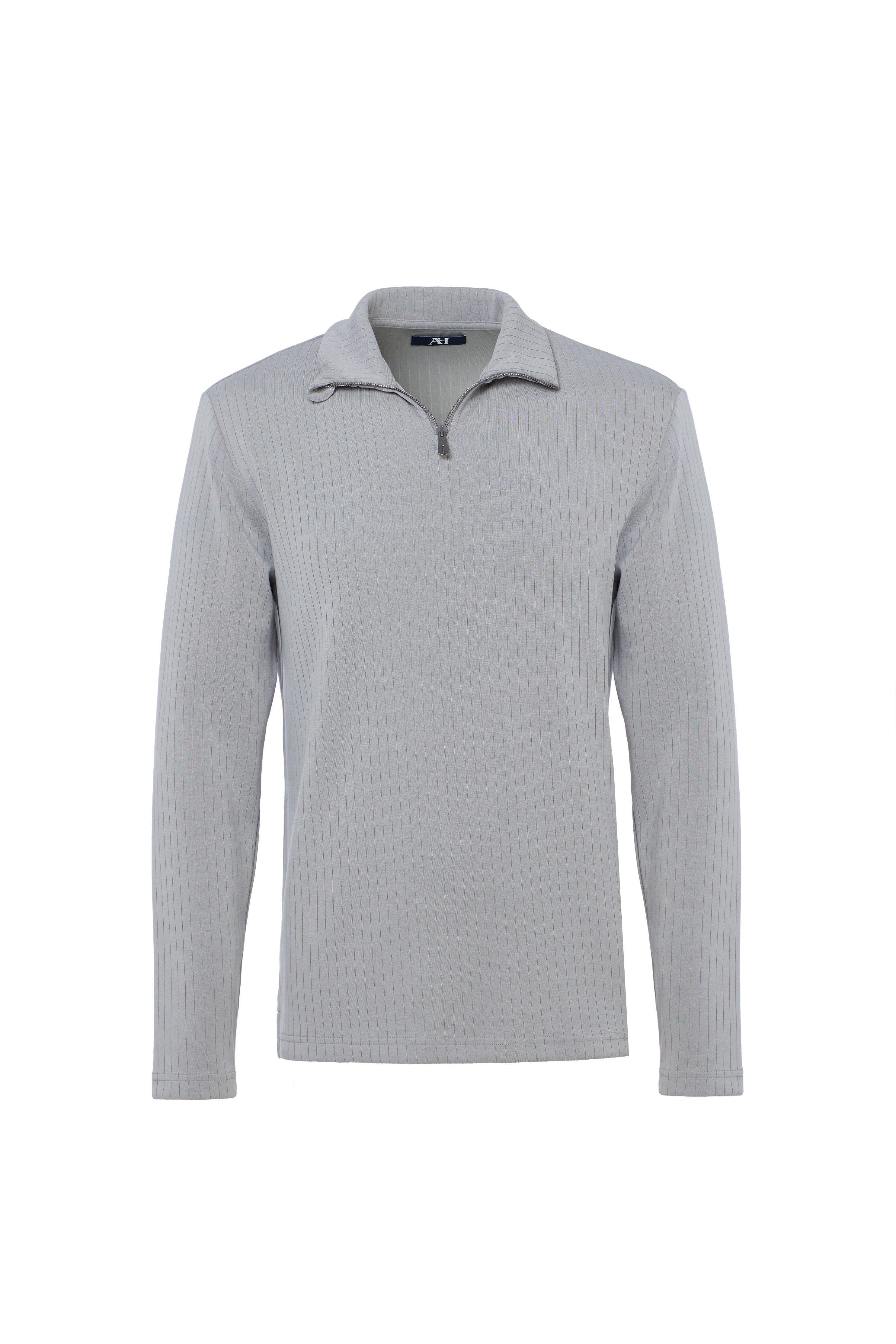 Gray long-sleeve polo shirt on a white background