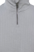 Load image into Gallery viewer, Grey Ribbed Stripe Quarter Zip
