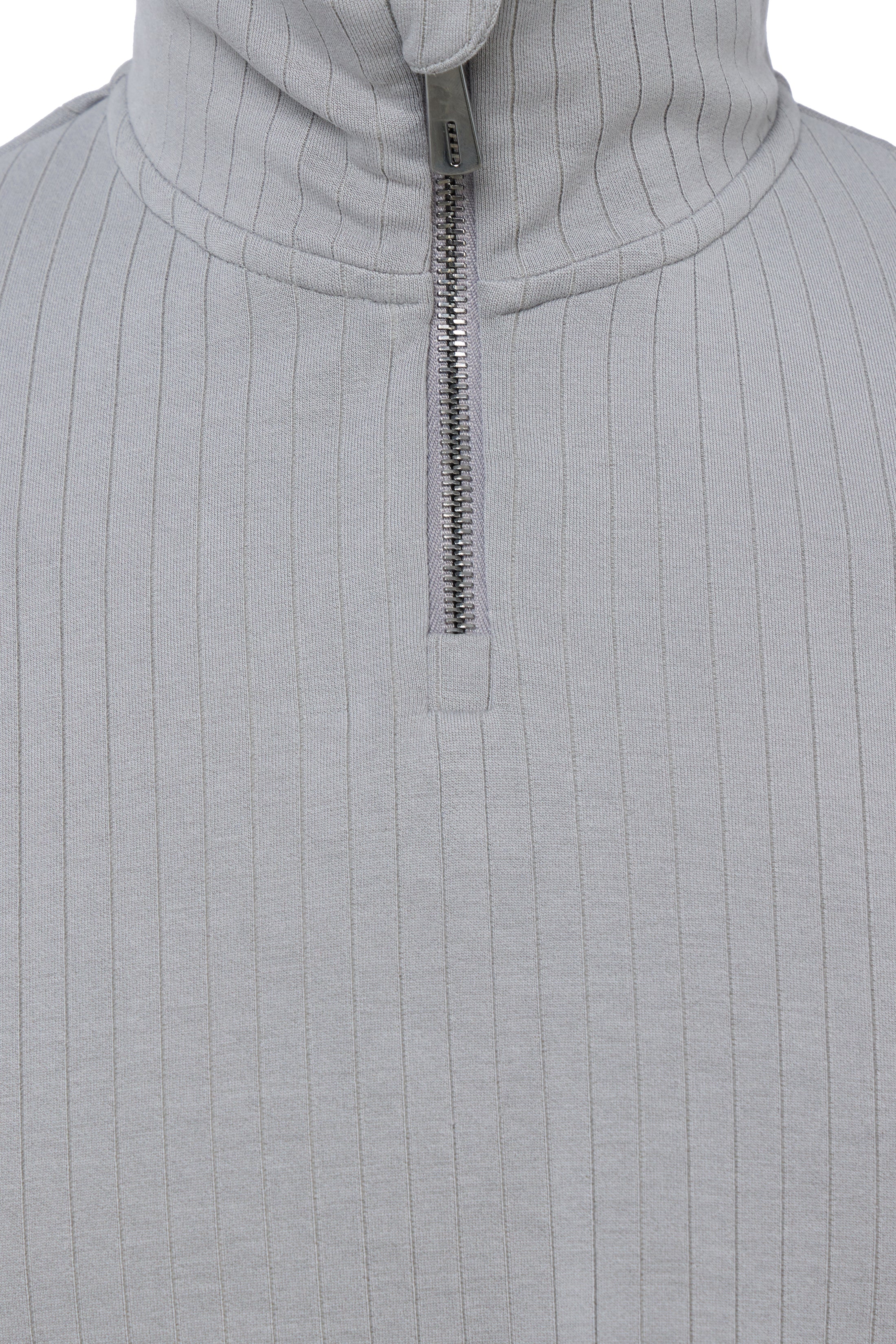 Grey Ribbed Stripe Quarter Zip