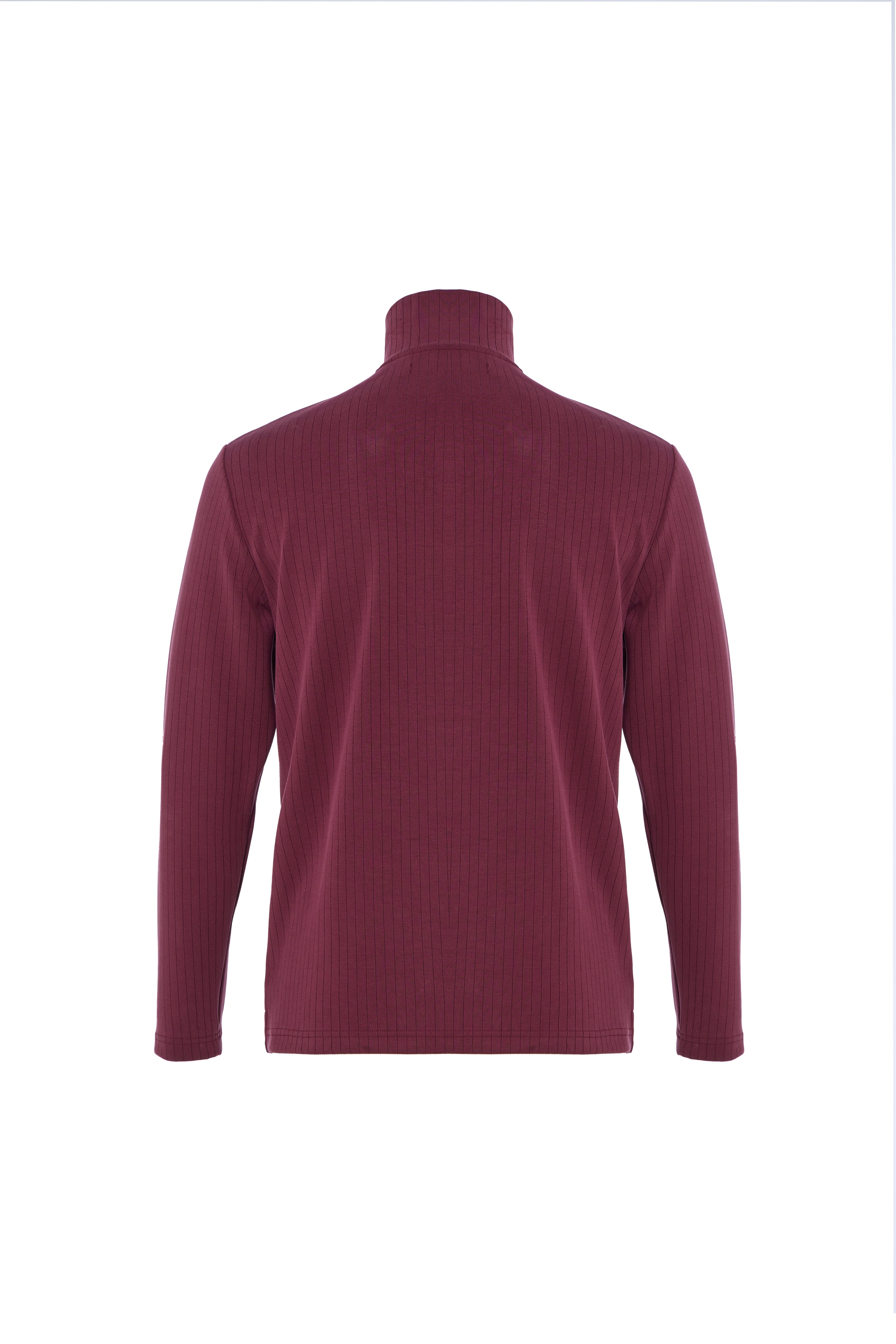 Maroon ribbed sweater on a white background