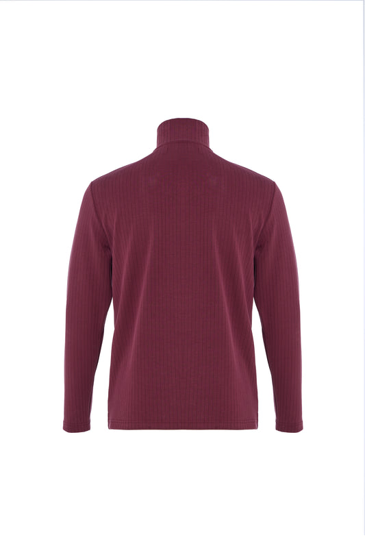 Bordeaux Ribbed Stripe Quarter Zip