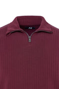 Load image into Gallery viewer, Bordeaux Ribbed Stripe Quarter Zip
