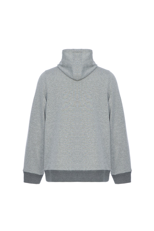 Grey Pin Dot Double-Zip Hoodie