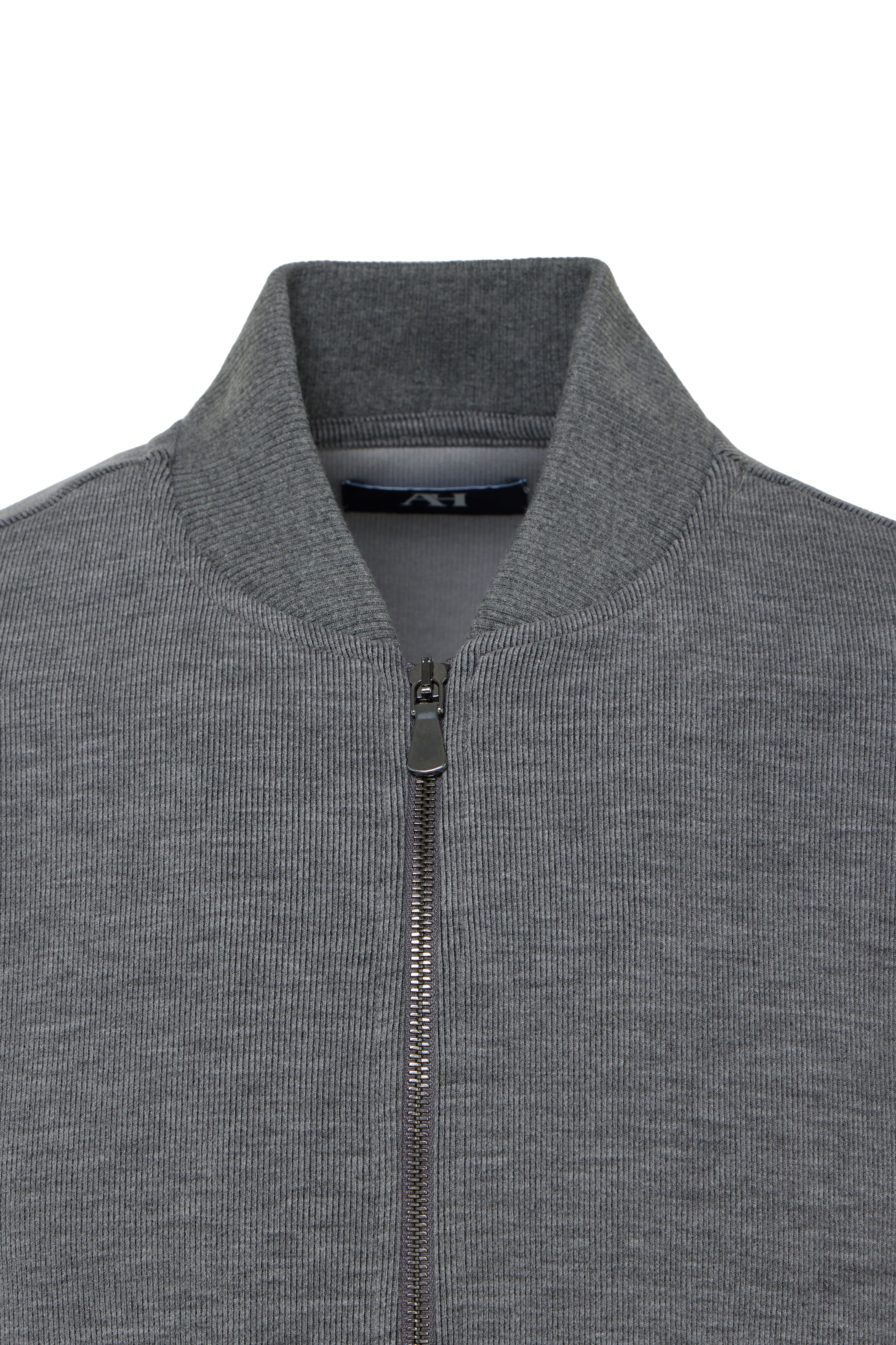 Charcoal Micro Stripe Baseball Zip Jacket