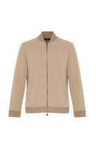 Beige zip-up jacket on a white background