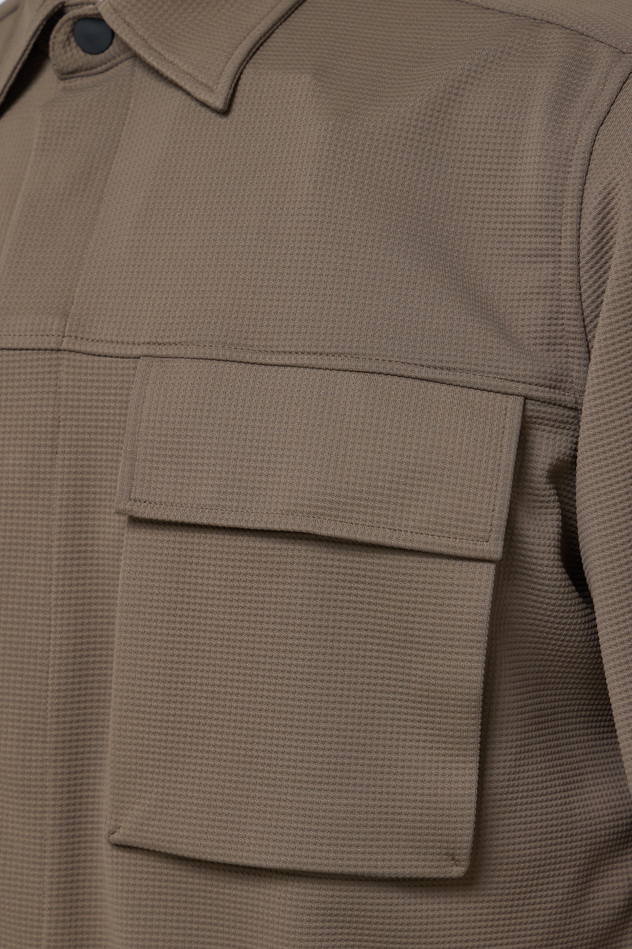 Olive Textured Performance Shirt Jacket