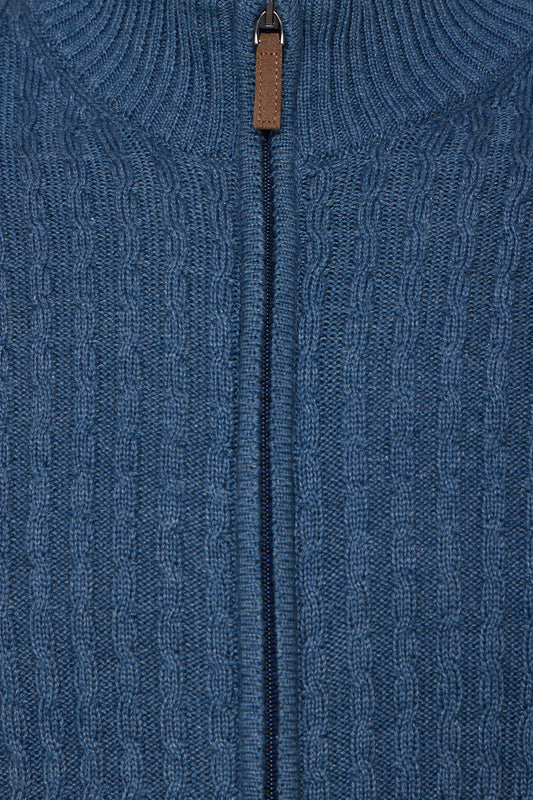 Indigo Zip Weave Sweater
