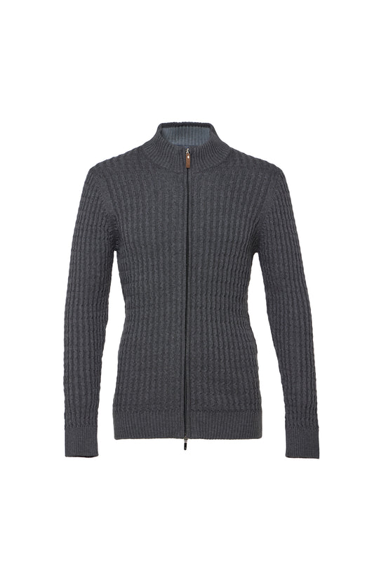 Dark Grey Zip Weave Sweater