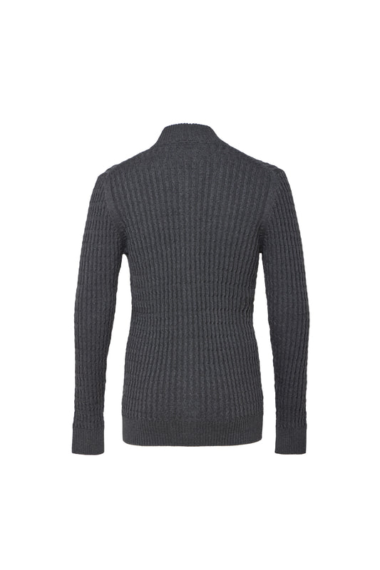 Dark Grey Zip Weave Sweater