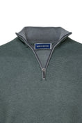 Load image into Gallery viewer, Green Two-Tone Waffle Quarter-Zip Sweater
