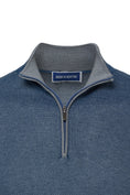Load image into Gallery viewer, Indigo Two-Tone Waffle Quarter-Zip Sweater
