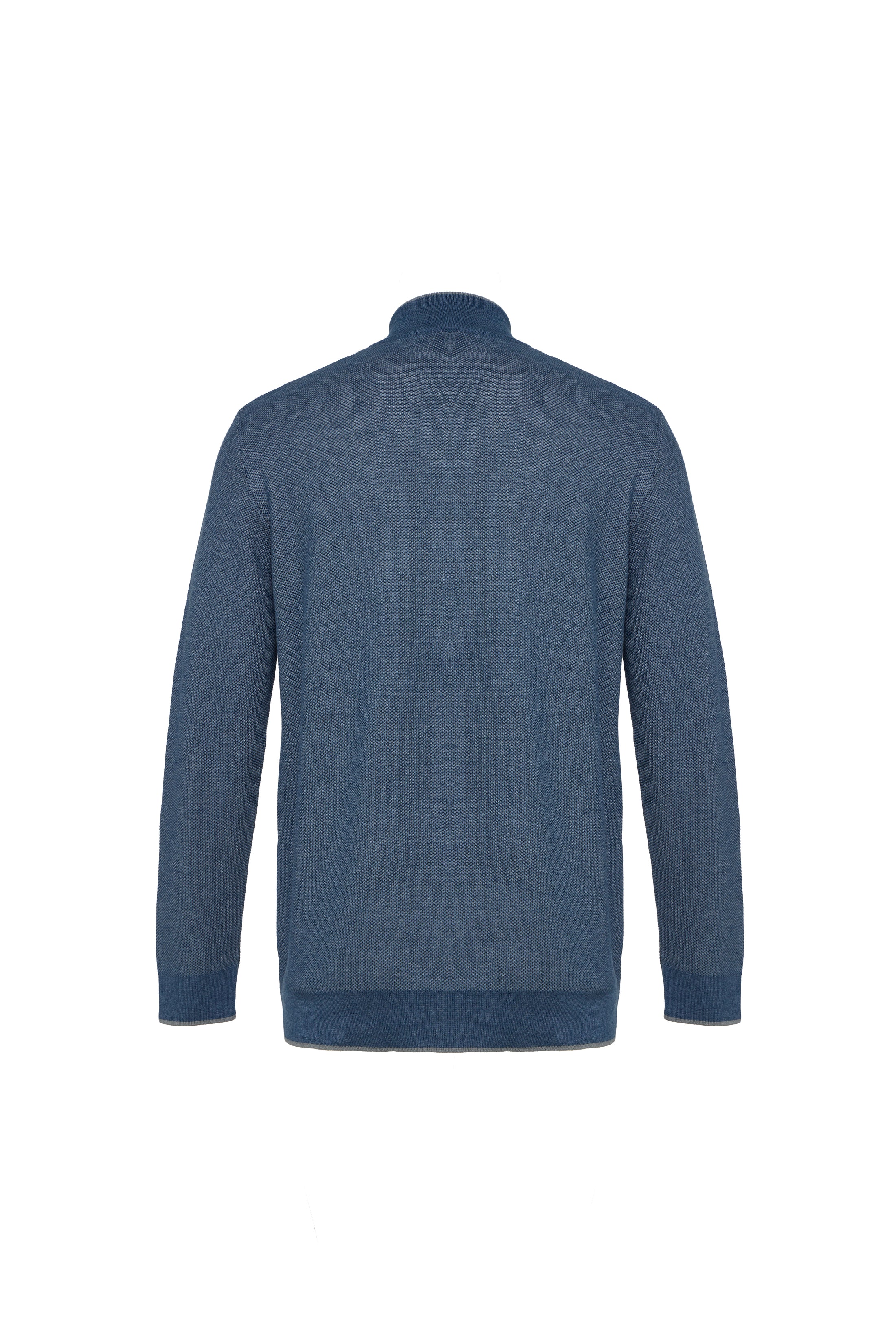 Indigo Two-Tone Waffle Quarter-Zip Sweater