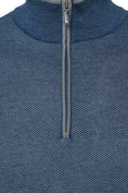 Load image into Gallery viewer, Indigo Two-Tone Waffle Quarter-Zip Sweater
