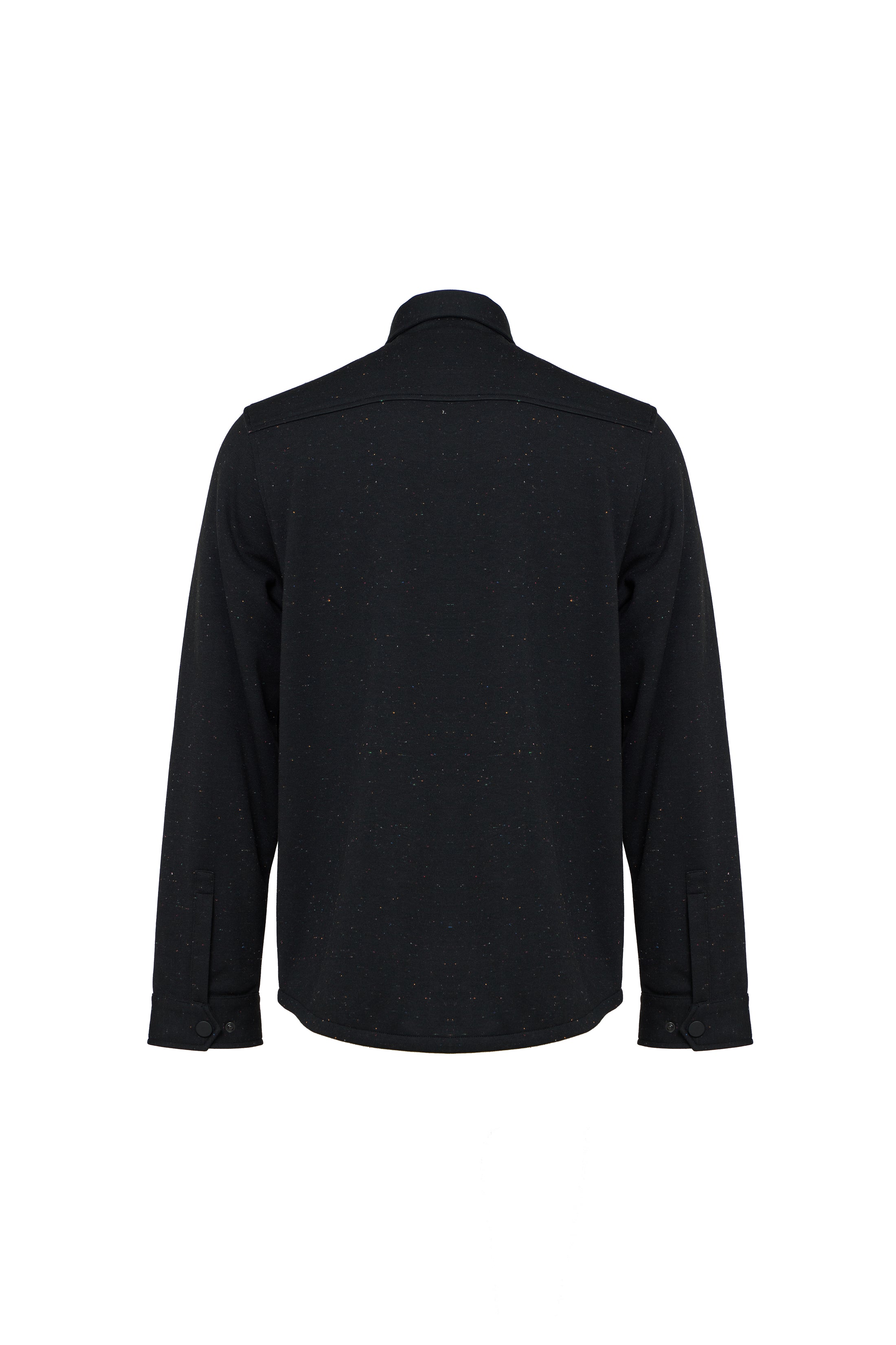 Black Knit Snap Shirt Jacket