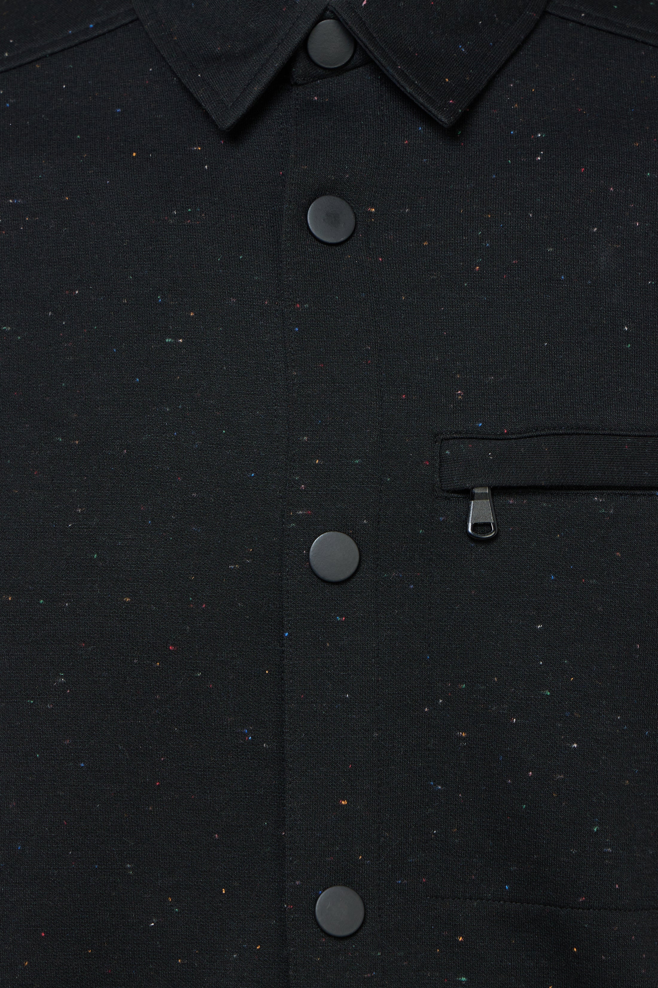 Black Knit Snap Shirt Jacket