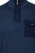 Load image into Gallery viewer, Navy Block Waffle Quarter Zip Raglan Sweater
