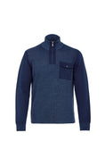 Load image into Gallery viewer, Navy Block Waffle Quarter Zip Raglan Sweater

