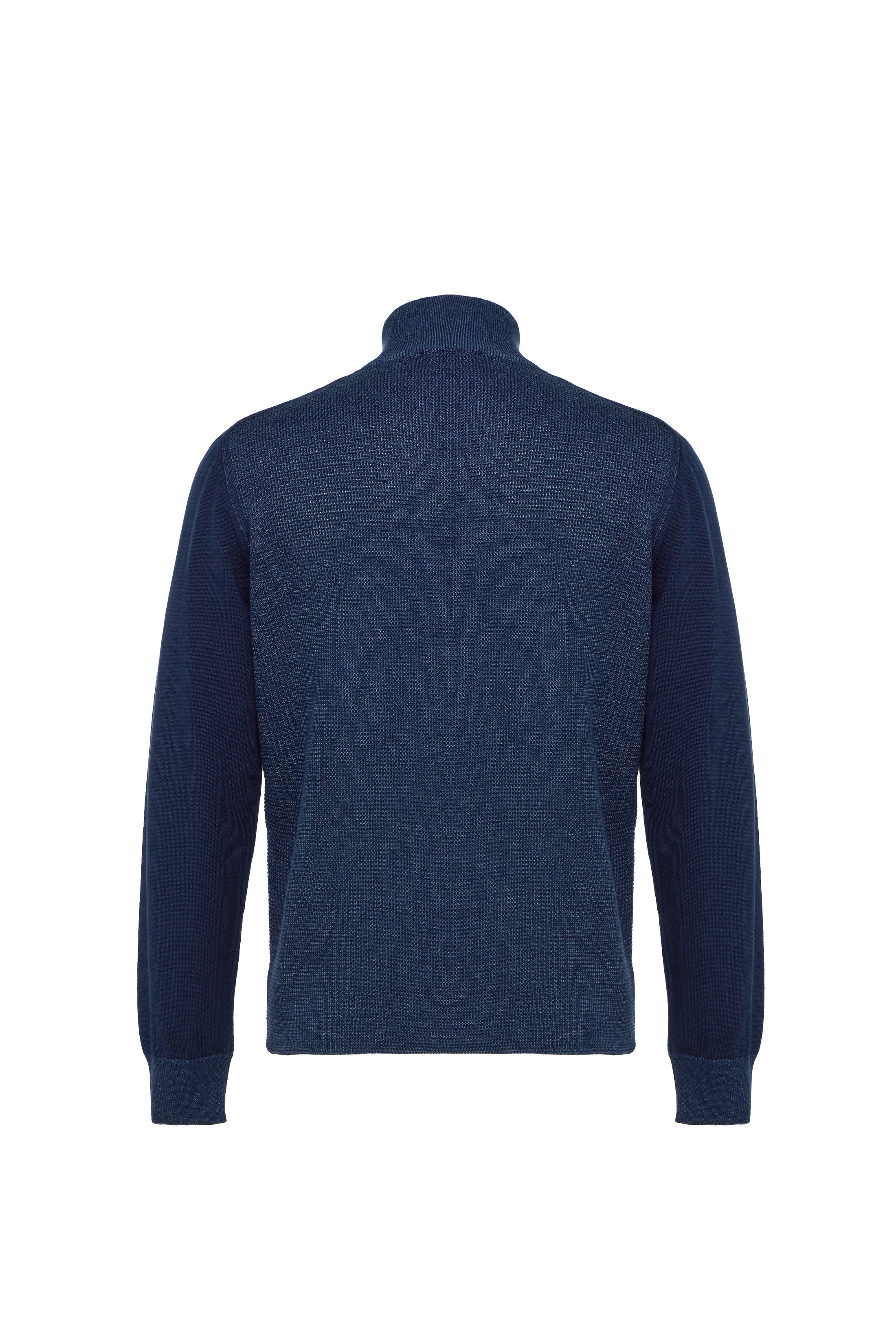 Navy Block Waffle Quarter Zip Raglan Sweater