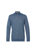 Load image into Gallery viewer, Indigo Two-Tone Waffle Quarter-Zip Sweater
