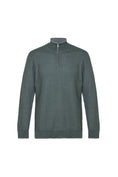 Load image into Gallery viewer, Green Two-Tone Waffle Quarter-Zip Sweater
