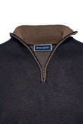 Load image into Gallery viewer, Navy Two-Tone Waffle Quarter-Zip Sweater
