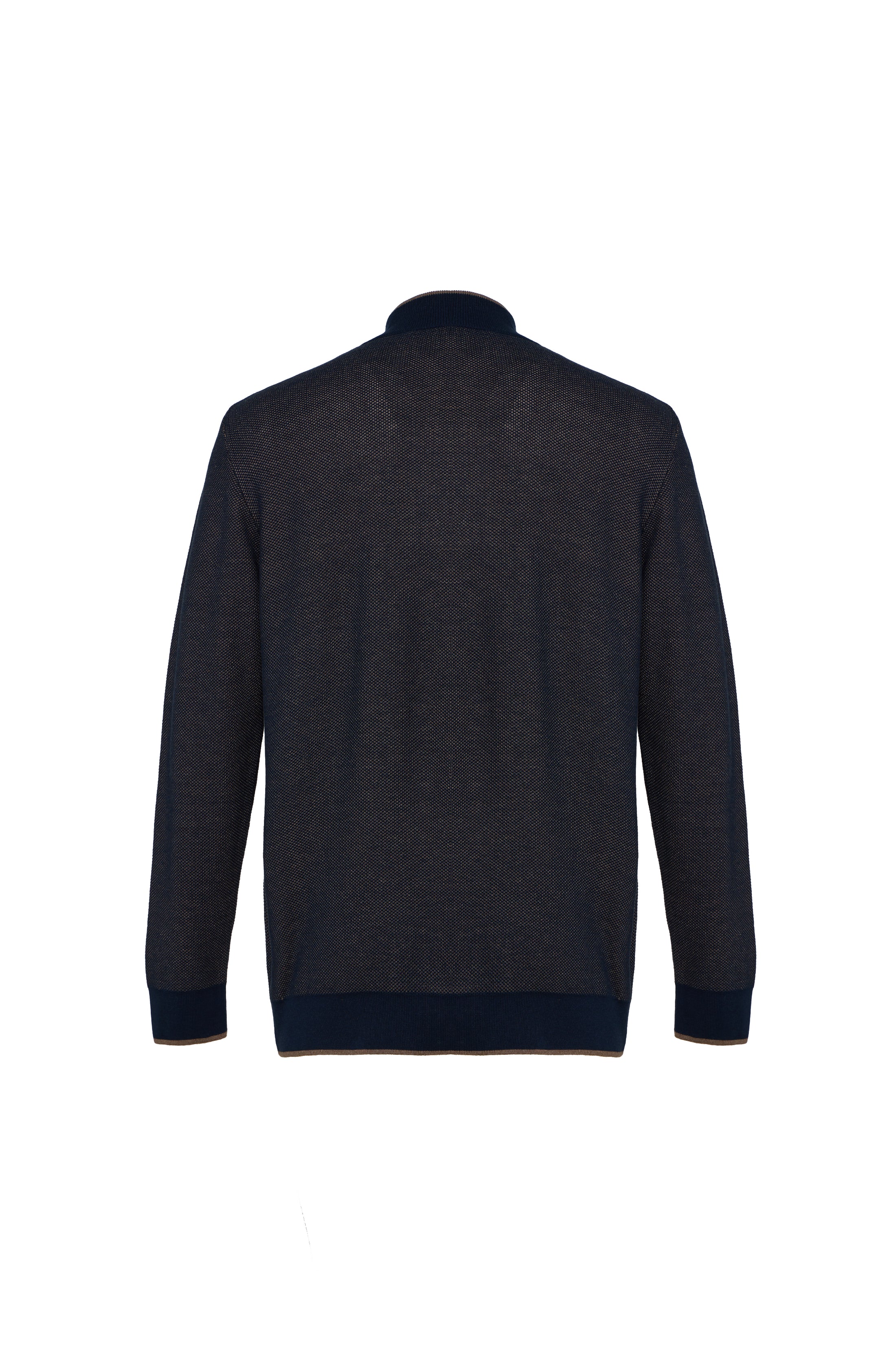 Navy Two-Tone Waffle Quarter-Zip Sweater