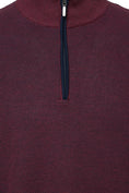 Load image into Gallery viewer, Bordeaux Two-Tone Waffle Quarter-Zip Sweater

